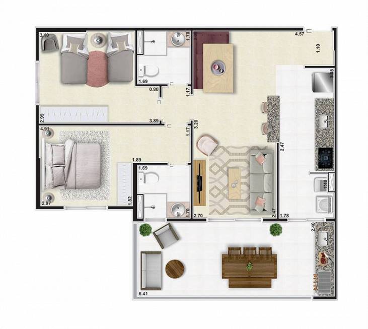 Foto 1 de Apartamento com 2 Quartos à venda, 79m² em Oceanopolis, Mongaguá