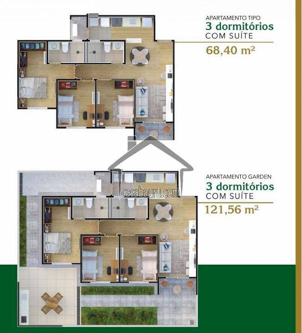 Foto 5 de Apartamento com 2 Quartos à venda, 60m² em Quinta Ranieri, Bauru
