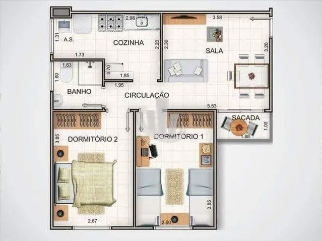Foto 1 de Apartamento com 2 Quartos à venda, 55m² em Vila Joinville Vila Xavier, Araraquara
