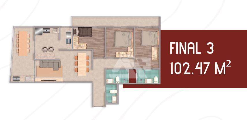 Foto 1 de Apartamento com 3 Quartos à venda, 102m² em Balneario Florida, Praia Grande