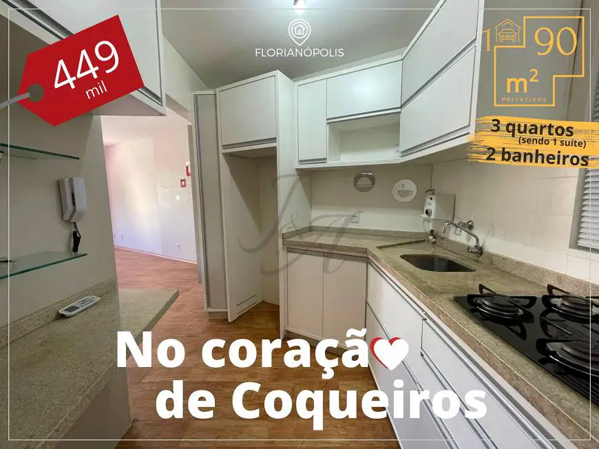 Foto 1 de Apartamento com 3 Quartos à venda, 90m² em Coqueiros, Florianópolis