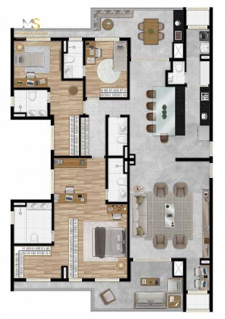 Foto 4 de Apartamento com 3 Quartos à venda, 106m² em Parque Rincao, Cotia