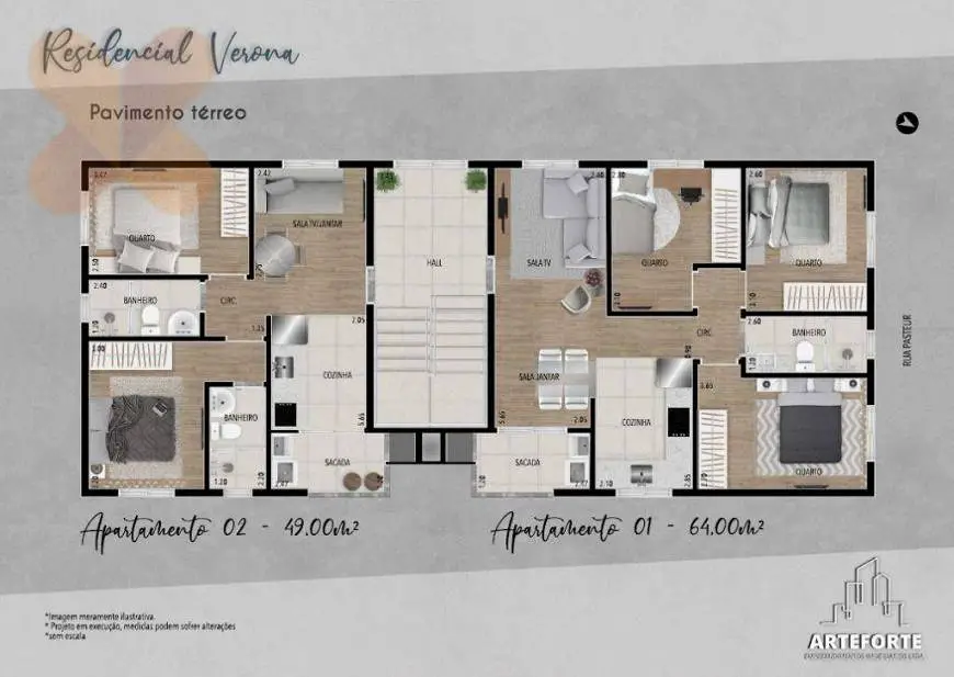 Foto 5 de Apartamento com 3 Quartos à venda, 64m² em Vargem Grande, Pinhais