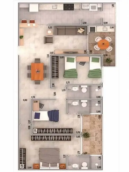Foto 4 de Apartamento com 3 Quartos à venda, 102m² em Vila Caicara, Praia Grande