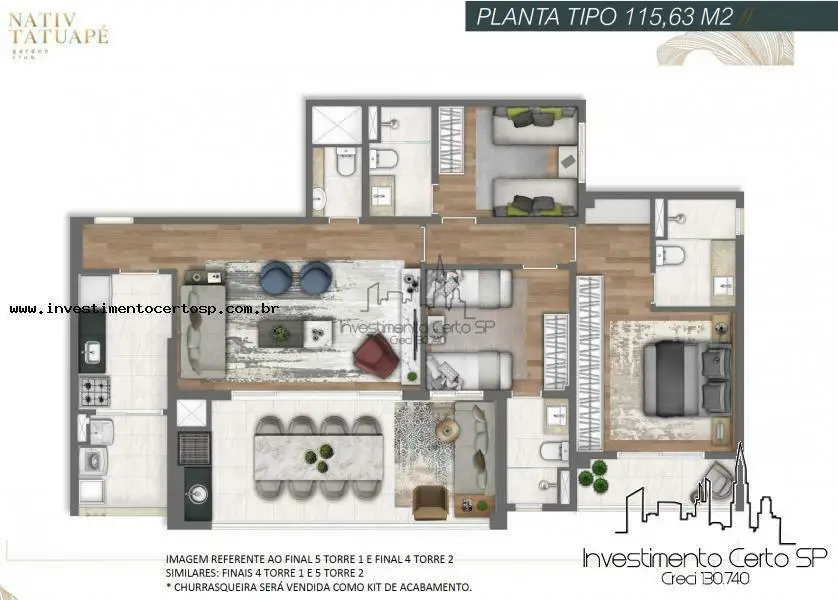 Foto 4 de Apartamento com 3 Quartos à venda, 115m² em Vila Gomes Cardim, São Paulo