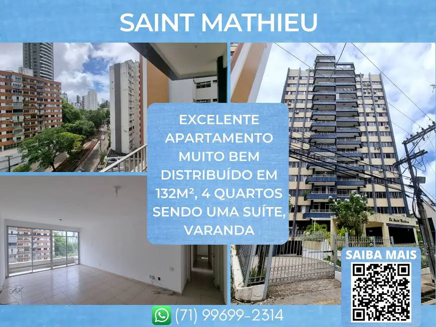 Foto 1 de Apartamento com 4 Quartos à venda, 132m² em Jardim Apipema, Salvador