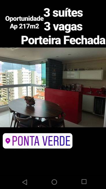 Foto 1 de Apartamento com 4 Quartos à venda, 217m² em Ponta Verde, Maceió