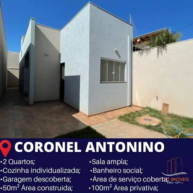 Foto 1 de Casa com 2 Quartos à venda, 50m² em Coronel Antonino, Campo Grande