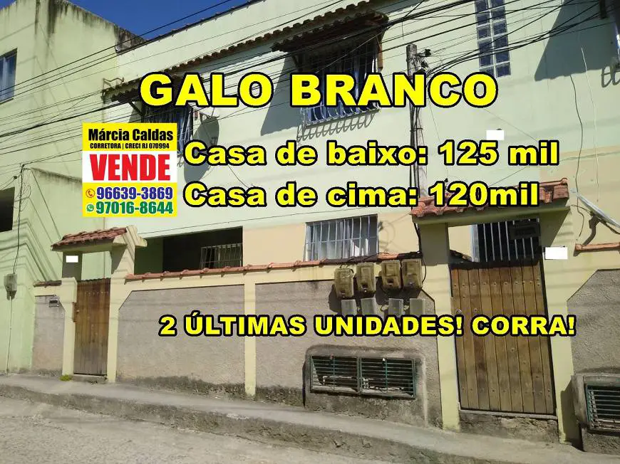 Foto 1 de Casa com 2 Quartos à venda, 50m² em Galo Branco, São Gonçalo