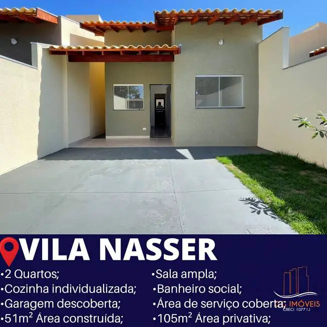 Foto 1 de Casa com 2 Quartos à venda, 51m² em Vila Nasser, Campo Grande
