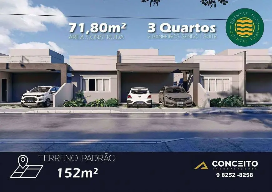 Foto 1 de Casa de Condomínio com 3 Quartos à venda, 71m² em Turu, São Luís