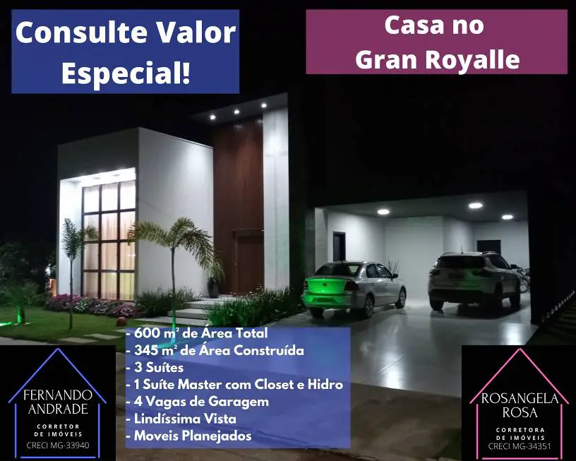 Foto 1 de Casa de Condomínio com 4 Quartos à venda, 600m² em Gran Royalle Pouso Alegre, Pouso Alegre