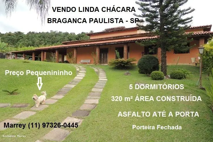 Foto 1 de Chácara com 5 Quartos à venda, 320m² em Jardim Santa Rita de Cassia, Bragança Paulista