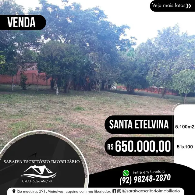 Foto 1 de Lote/Terreno à venda, 5100m² em Santa Etelvina, Manaus