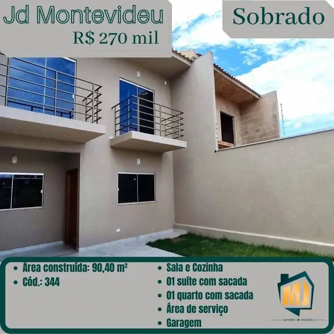 Foto 1 de Sobrado com 2 Quartos à venda, 90m² em Jardim Montevideu, Campo Grande
