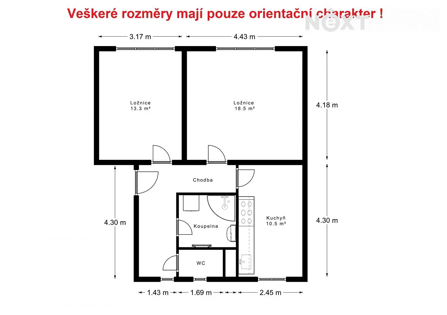 Pronájem bytu 2+1 57 m², Otínská, Praha 5 - Radotín