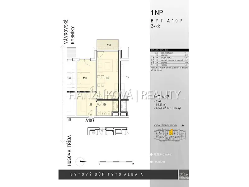Pronájem bytu 2+kk 56 m², České Budějovice - České Budějovice 2, okres České Budějovice