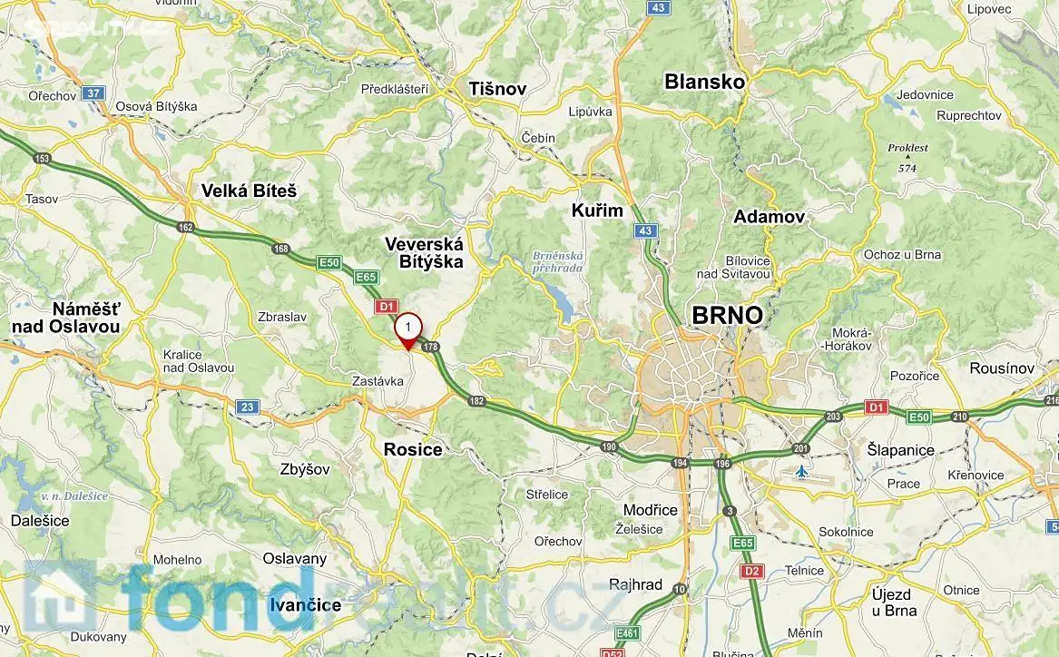 Prodej  pozemku 7 098 m², Říčany, okres Brno-venkov