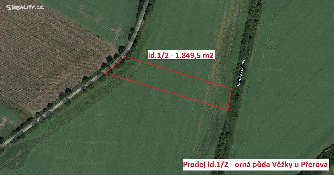 Prodej  pole 1 849 m², Věžky, okres Přerov