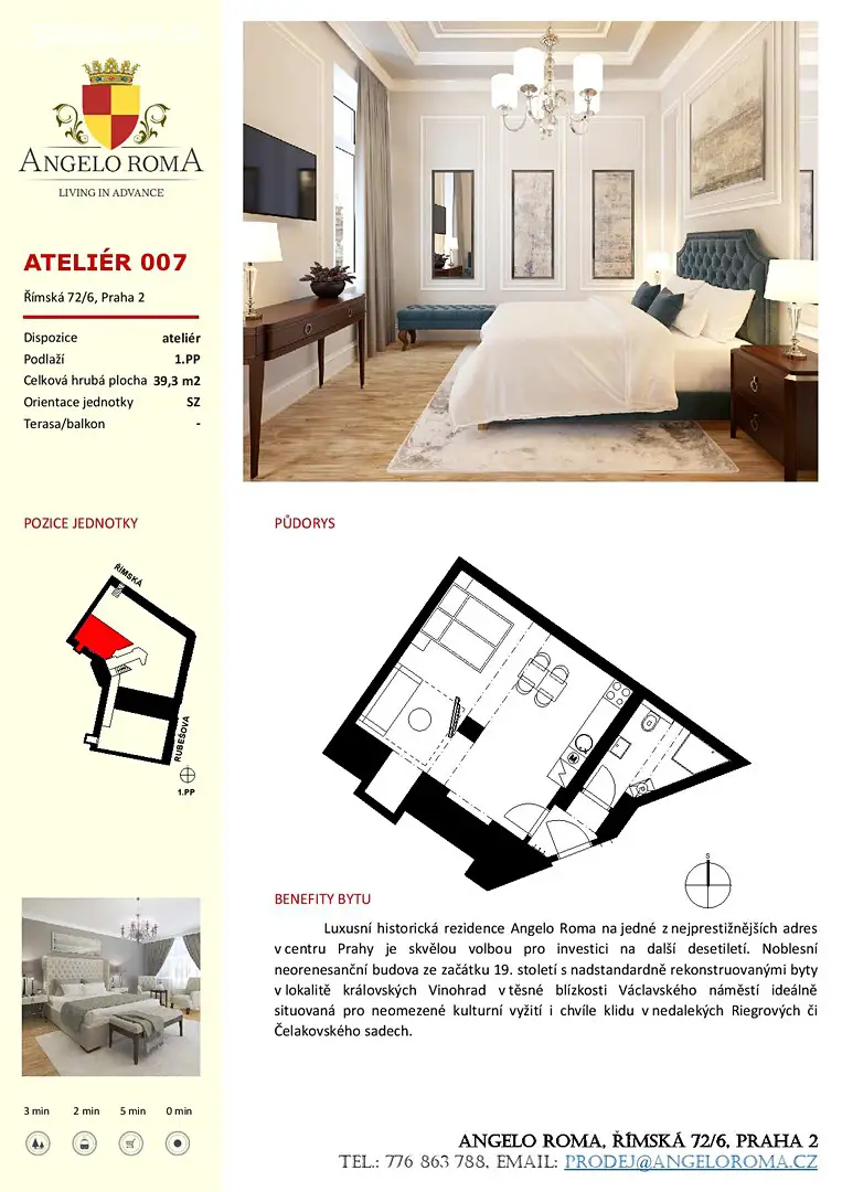 Prodej bytu 1+kk 39 m², Římská, Praha 2 - Vinohrady