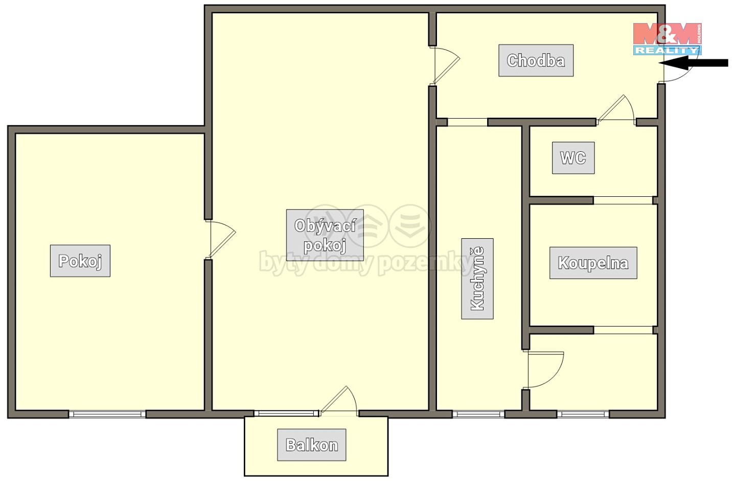 Prodej bytu 2+1 52 m², 5. května, Pelhřimov
