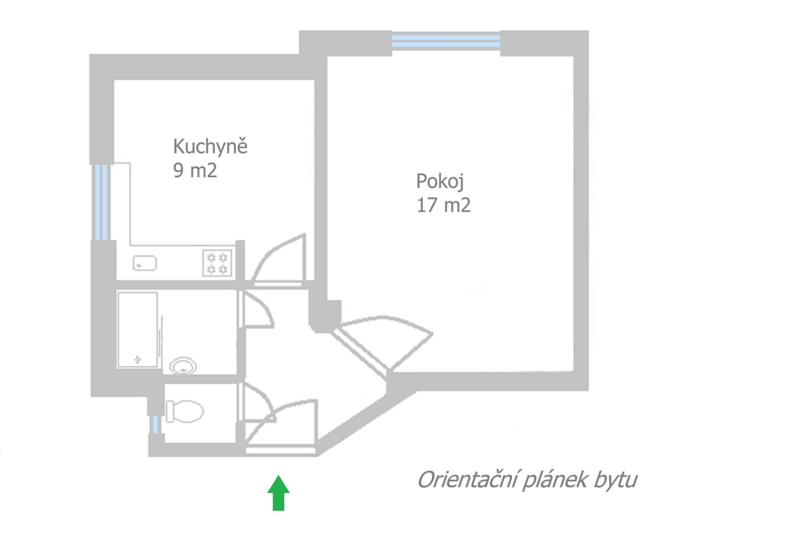 Pronájem bytu 1+1 32 m², Na Václavce, Praha 5 - Smíchov