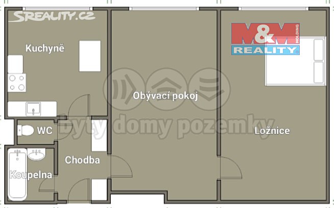 Prodej bytu 2+1 62 m², Jindřichův Hradec - Otín, okres Jindřichův Hradec