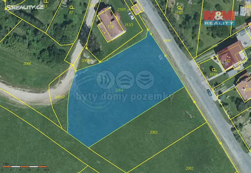 Prodej  stavebního pozemku 2 320 m², Konice - Čunín, okres Prostějov