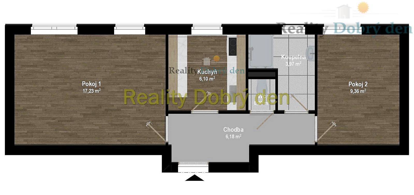 Pronájem bytu 2+1 44 m², Nákladní, Opava - Předměstí