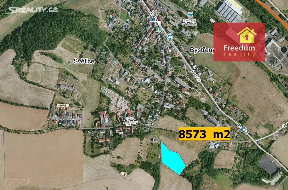 Prodej  stavebního pozemku 8 573 m², Bystřany, okres Teplice