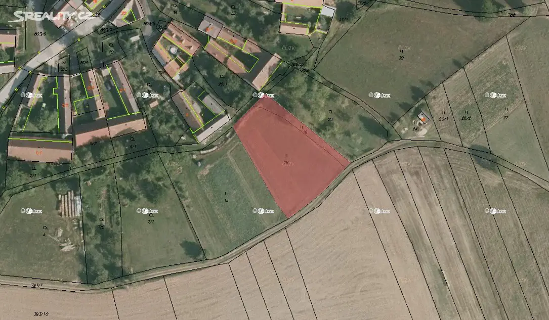Prodej  stavebního pozemku 2 100 m², Vícemil, okres Jindřichův Hradec