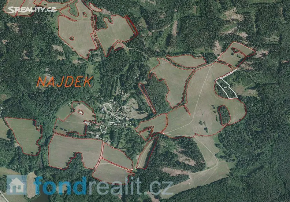 Prodej  pozemku 9 214 m², Lodhéřov - Najdek, okres Jindřichův Hradec