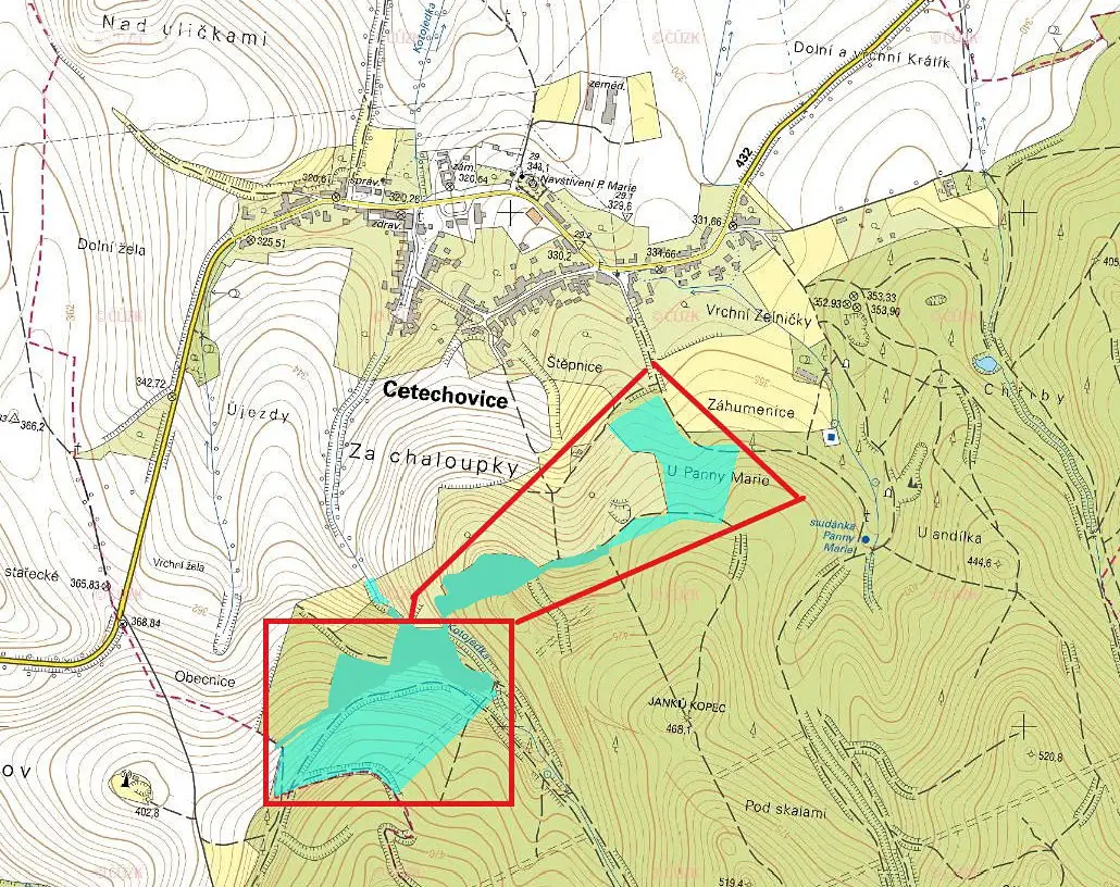 Prodej  lesa 3 870 m², Cetechovice, okres Kroměříž