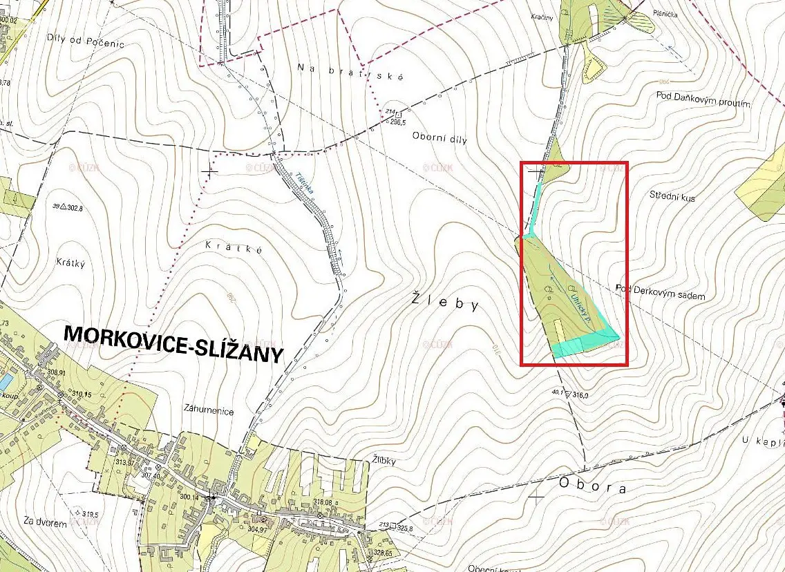 Prodej  lesa 2 794 m², Morkovice-Slížany - Slížany, okres Kroměříž