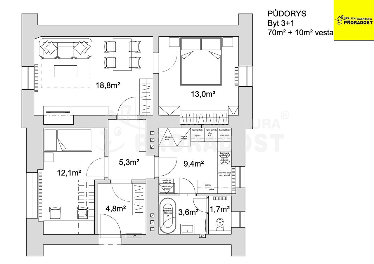Pronájem bytu 3+1 85 m², Nádražní, Nové Strašecí
