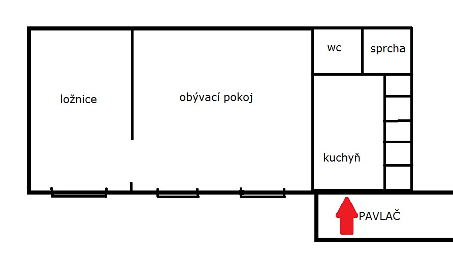 Pronájem bytu 2+1 50 m², Lidická, Brno - Brno-střed