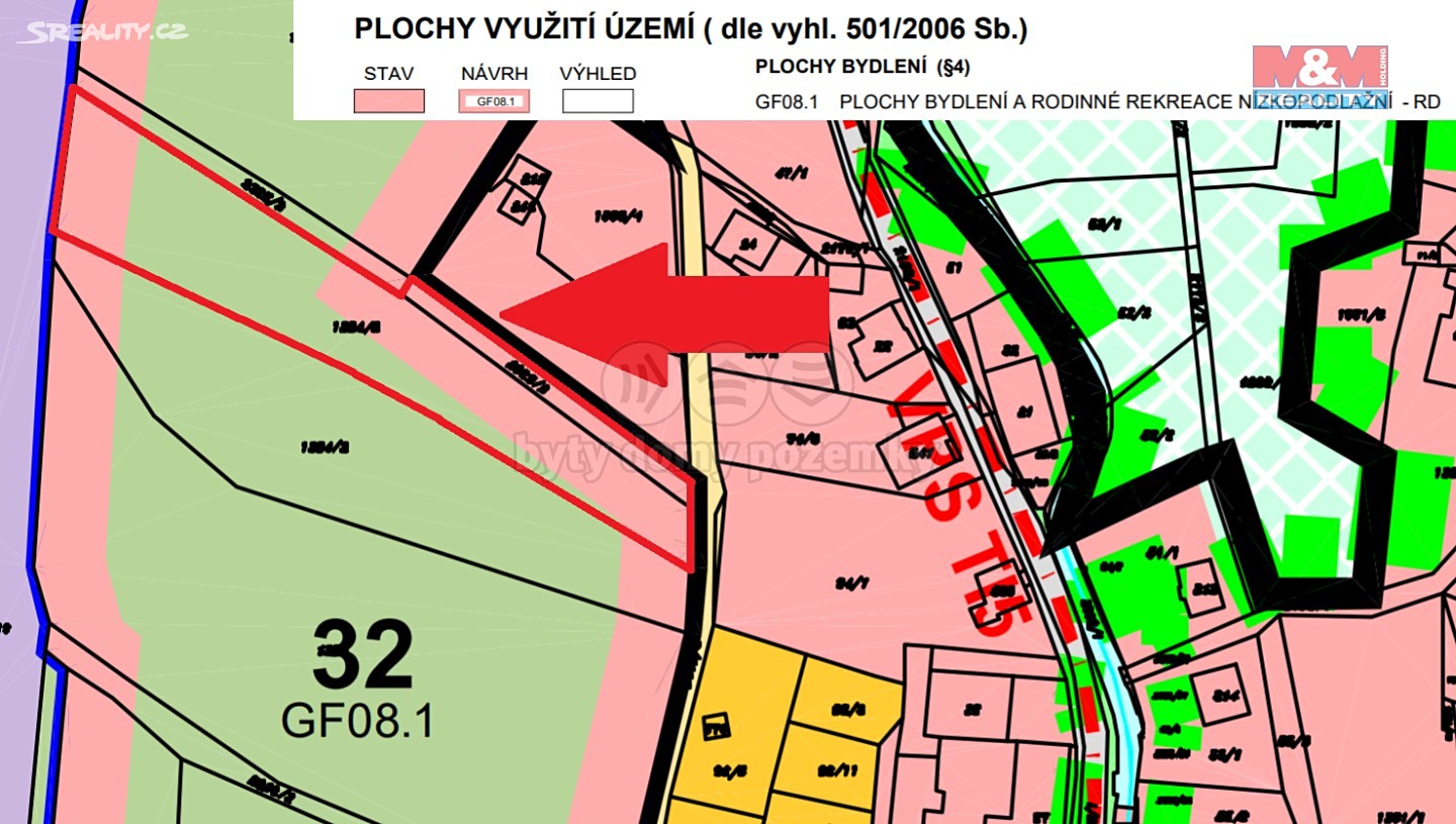 Prodej  stavebního pozemku 3 404 m², Skalice u České Lípy, okres Česká Lípa