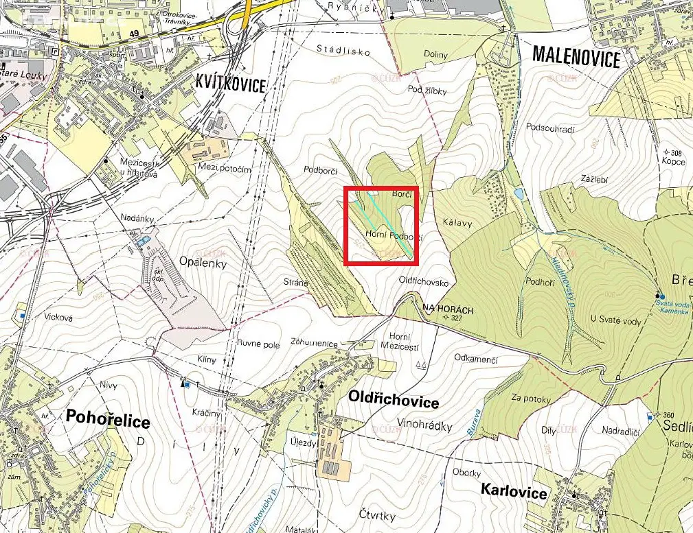 Prodej  lesa 4 118 m², Otrokovice - Kvítkovice, okres Zlín