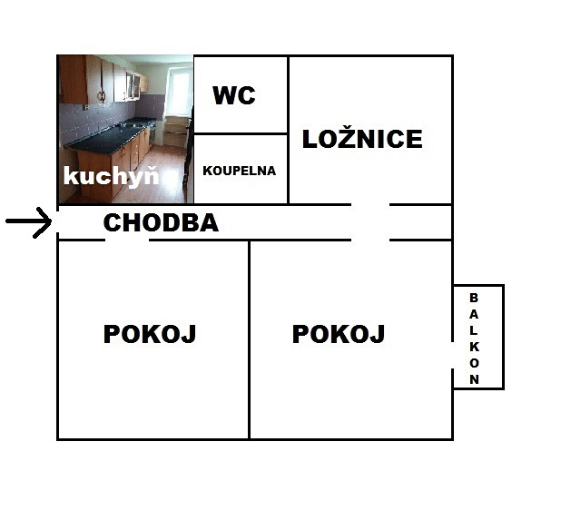 Pronájem bytu 3+1 60 m², Okružní, Meziboří