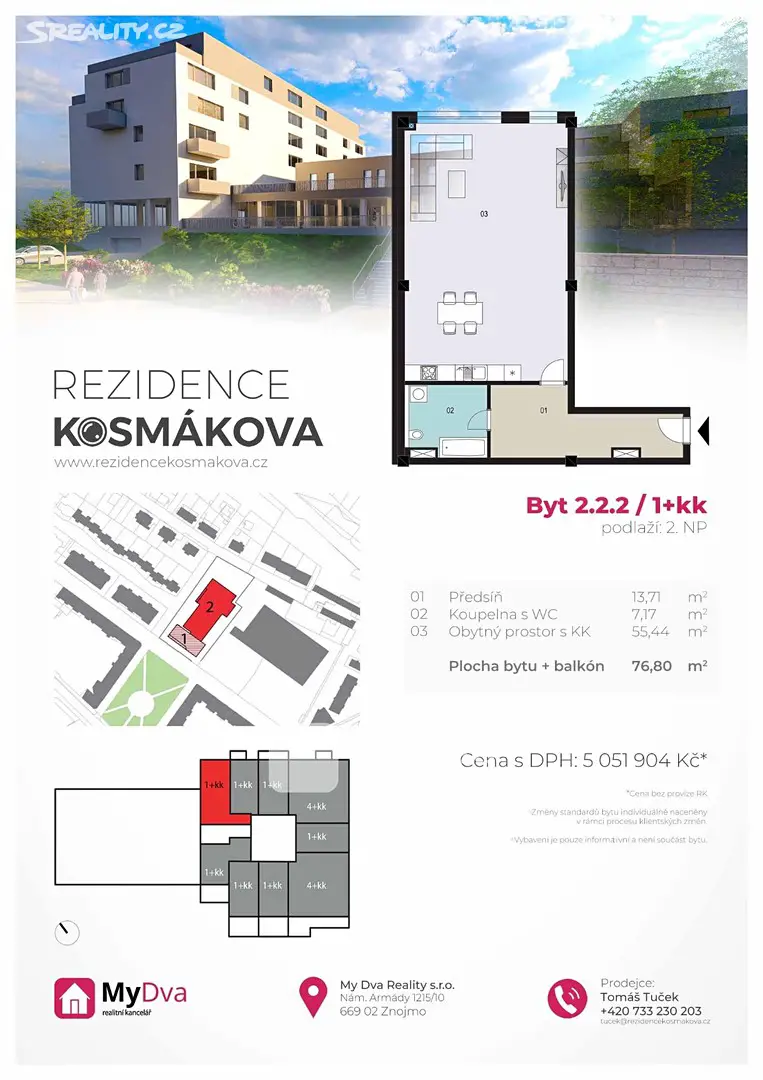 Prodej bytu 1+kk 77 m², Kosmákova, Znojmo