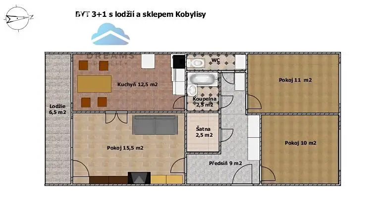 Prodej bytu 3+1 74 m², Mirovická, Praha 8 - Kobylisy