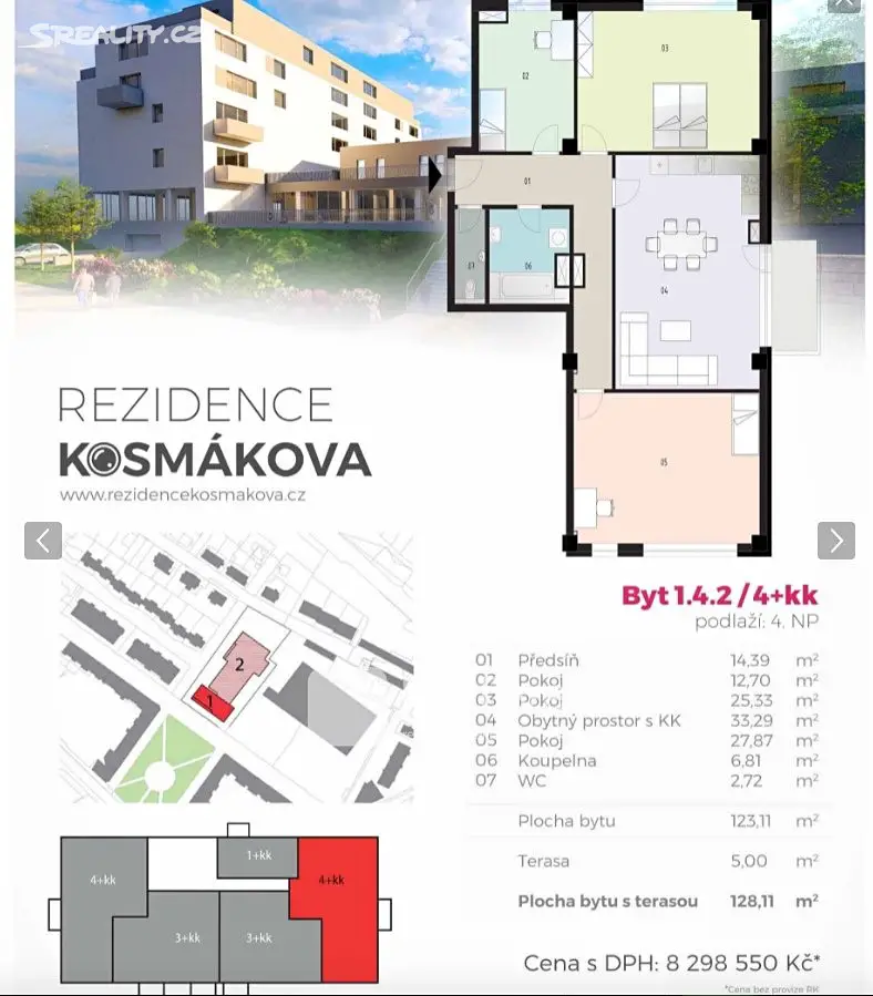 Prodej bytu 4+kk 123 m², Kosmákova, Znojmo