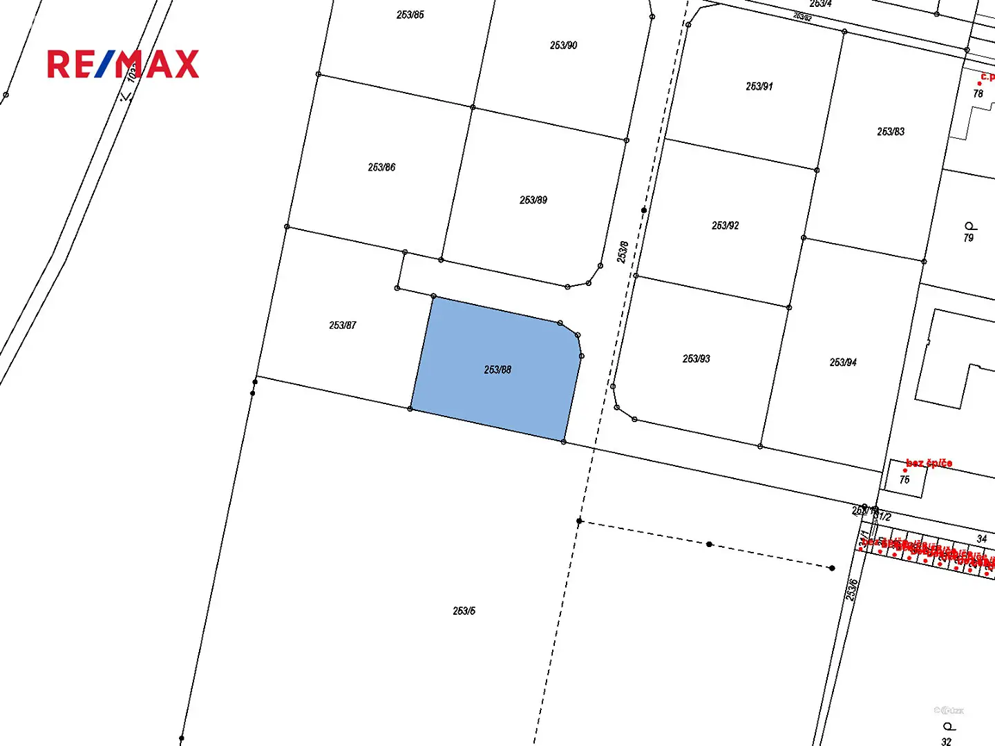 Prodej  stavebního pozemku 841 m², Hořín, okres Mělník