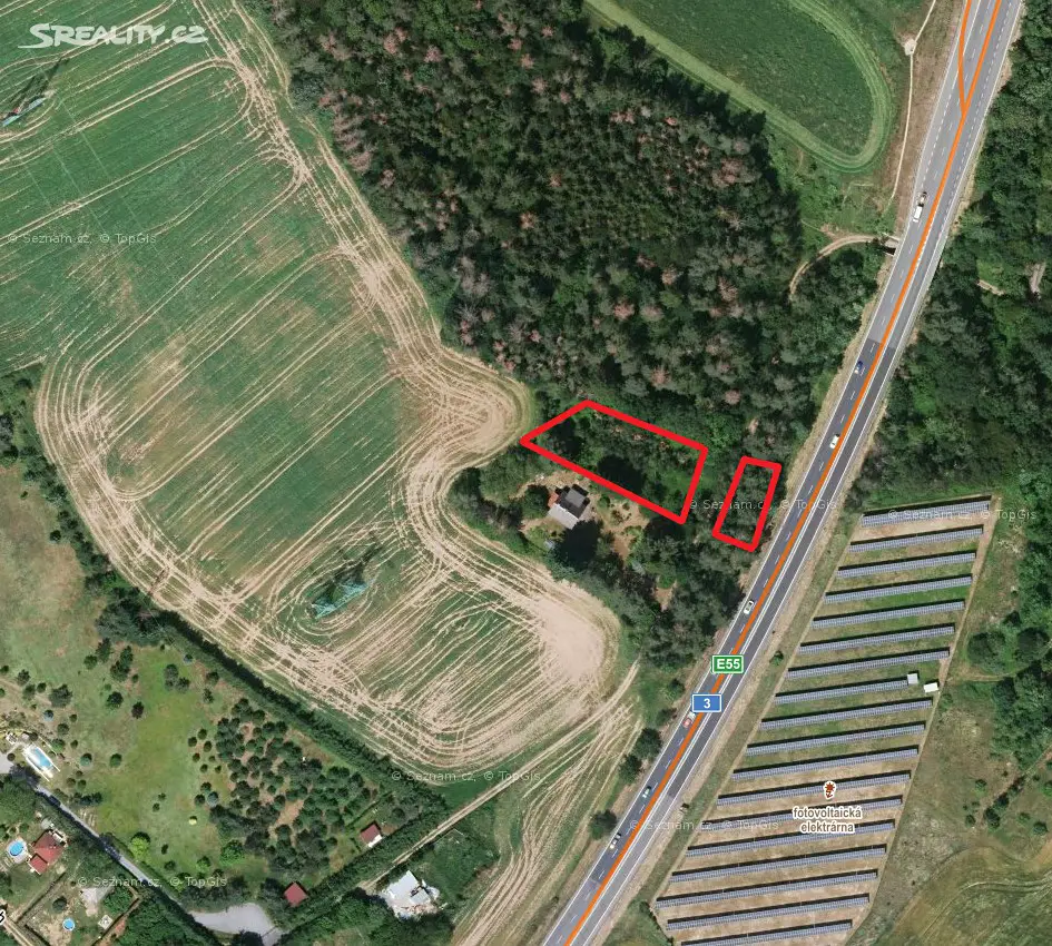 Prodej  lesa 1 636 m², Čtyřkoly, okres Benešov