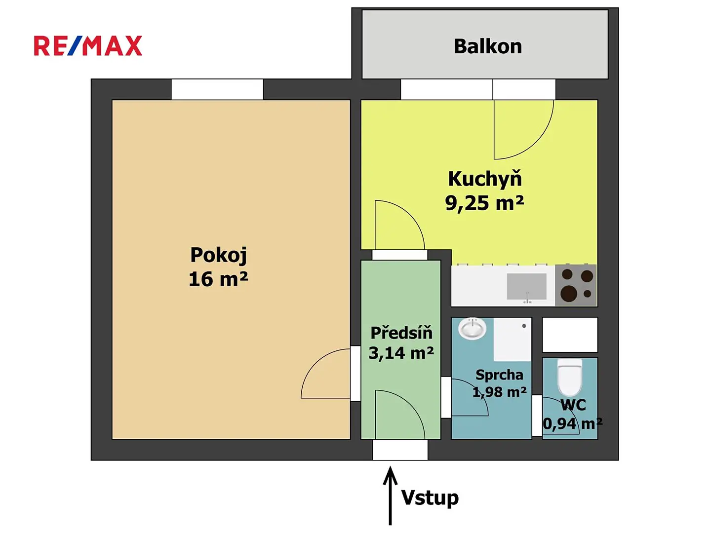 Prodej bytu 1+1 32 m², Brněnská, Šlapanice