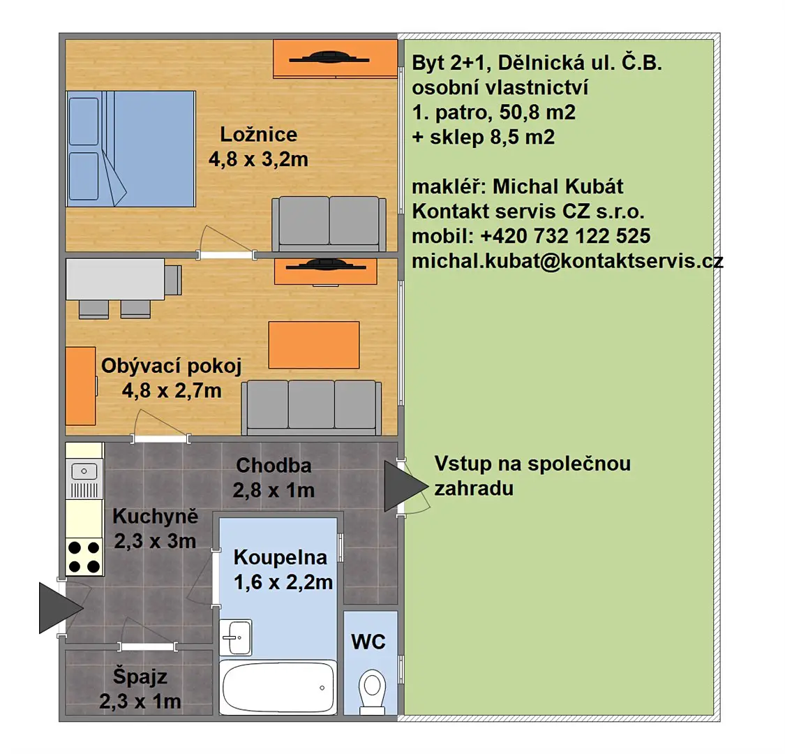 Prodej bytu 2+1 50 m², Dělnická, České Budějovice - České Budějovice 5