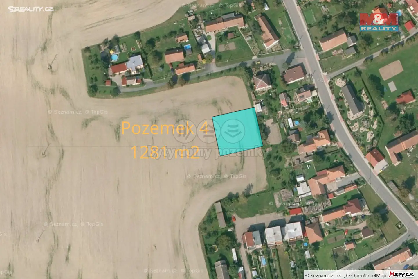 Prodej  stavebního pozemku 1 281 m², Žáravice, okres Pardubice