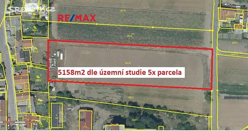 Prodej  stavebního pozemku 5 158 m², Černěves, okres Litoměřice