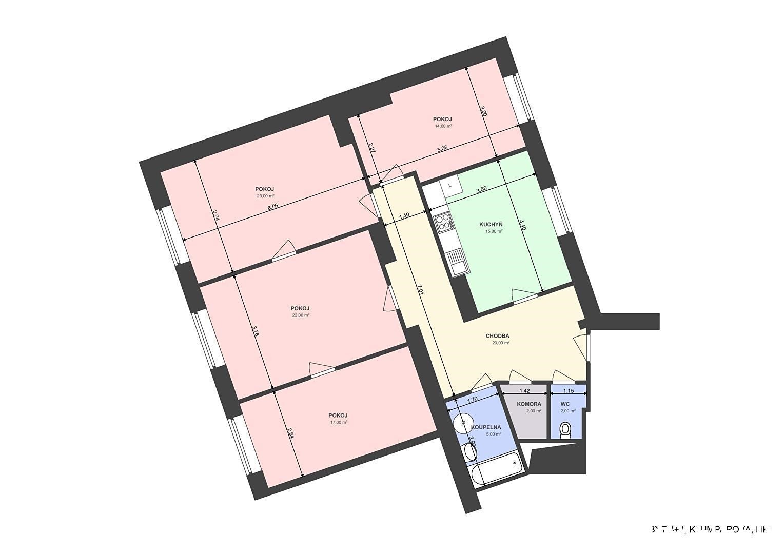 Pronájem bytu 4+1 120 m², Klumparova, Hradec Králové