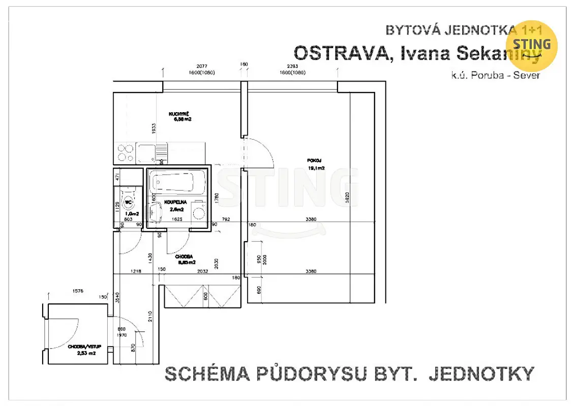 Pronájem bytu 1+1 41 m², Ivana Sekaniny, Ostrava - Poruba